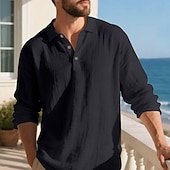 Herre Linskjorte Golf skjorte Arbeid Avslappet Knaphul Langermet Grunnleggende Moderne عادي Knapper Vår Høst Normal Svart Hvit Navyblå Kakifarget Militærgrønn Lyseblå Linskjorte billige Herre Klassisk Polo-Herre Linskjorte Golf skjorte Arbeid Avslappet Knaphul Langermet Grunnleggende Moderne عادي Knapper Vår Høst Normal Svart Hvit Navyblå Kakifarget Militærgrønn Lyseblå Linskjorte