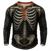 abordables Fantôme et crâne-Chemise crâne pour hommes Chemise Henley Tee à manches longues Mode vintage Designer Esprit Fête Printemps et Automne Toutes saisons Rouge Vert Kaki Gris Henley Henley