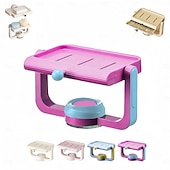 voordelige Opslagrekken-Wandgemonteerde zuignap roterende zeepbak met afvoer, niet-borende spons en zeeprek organizer, perfect voor douche, badkamer, bad en keukengootsteen