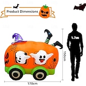 abordables Halloween al Aire Libre-1 unidad de 1,7 m x 1,5 m de payaso fantasma de Halloween LED con luz de calabaza, modelo inflable de aire para interiores y exteriores, patio, jardín, césped, fiesta, festival de Halloween, luz