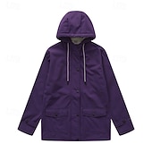 baratos jaqueta ativa-Mulheres Jaqueta casual Jaquetas de chuva impermeáveis Capas de chuva Prova-de-Água A Prova de Vento Zíper Bolsos Moda Ao ar livre Tecido Para Noite Final de semana Zíper Padrão Com Capuz Normal