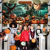 abordables Housse de Porte de Garage Halloween-Couverture de porte de garage Grande suspension Potiron Punk gothique sombre Soirée Outdoor Arrière-plans de prise de vue Yard Maison hantée Décoration d&#039;intérieur