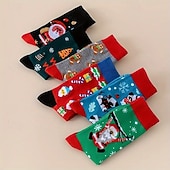 economico Costumi-12 paia di calzini caldi spessi in stile natalizio (colore casuale), graziosi calzini lunghi per le feste con disegni di Babbo Natale e pan di zenzero, regalo di Natale perfetto per la famiglia e gli