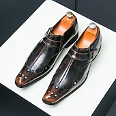 economico Formale-scarpe eleganti da uomo in pelle nera con cinturino alla caviglia – calzature formali da ufficio per matrimoni, feste e lavoro