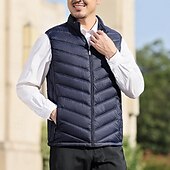 levne Gilety-Pánské Puffer Vesta Kamizelka Vesta Dovolená Denní Rande Módní Na běžné nošení Podzim zima Kapsy Polyester Zahřívací Pohodlné Pevná barva Zip Stojáček Běžný Černá Vodní modrá Šedá Vesta