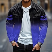 economico Magliette di Halloween-Halloween Per uomo Zucca Costumi Halloween Camicia di Velluto a Coste Giacca camicia Sopracamicia Manica Lunga Stile gotico oscuro Ferie Autunno Inverno Collo ripiegato Bottonato Caldo Giacca con