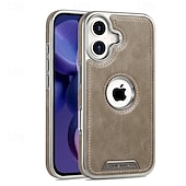 abordables Carcasas iPhone-teléfono Funda Para iPhone 16 15 14 Pro Max Plus 16e 13 Pro Max Funda Trasera Antigolpes Retro TPU Cuero de PU
