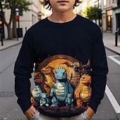 billiga Pojkens 3D-djur-Pojkar 3D Dinosaurie T-shirt Långärmad Vår Höst Mode Grundläggande Barn 4-12 år Rund hals Utomhus Ledigt Dagligen Normal