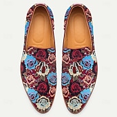 levne Jacquard boty-Pánské mokasíny z žakárové tkaniny s modrým a červeným květinovým vzorem – společenská obuv ve vintage stylu na svatby, večírky a formální události