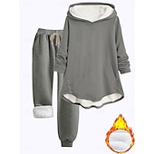 abordables Ensembles deux pièces-Femmes Chaud Quotidien Ensembles deux pièces Survêtement Ensembles de Pantalons manche longue À capuche Graphique Uni Cordon de serrage Imprimé Occasionnel Quotidien Noir Gris foncé Bleu Automne