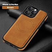 Недорогие Чехлы для iPhone-телефон Кейс для Назначение iPhone 17 Pro Max 17 Air i16 15 14 Pro Max Plus 16e 13 Pro Max Кейс на заднюю панель Магнитный Защита от удара Ретро ТПУ Кожа PU
