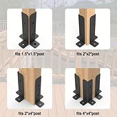 abordables Matériaux de Construction-Ensemble de supports d&#039;ancrage réglables pour poteaux de terrasse de 1,5 x 1,5, 2 x 2, 2 x 4 et 4 x 4, support en métal lourd pour clôture en bois et gazebo