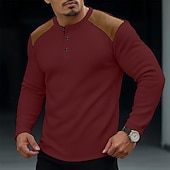 Voor heren Wafel Henley-shirt T-shirt Lange mouw Henley Lente & Herfst Alle seizoenen Kleurenblok Modieus Ontwerper Basic Kleurenblok Vakantie Straat Casual Zwart Wit Rood Top T-shirt voor mannen voordelige Wafelgebreid T-shirt-Voor heren Wafel Henley-shirt T-shirt Lange mouw Henley Lente & Herfst Alle seizoenen Kleurenblok Modieus Ontwerper Basic Kleurenblok Vakantie Straat Casual Zwart Wit Rood Top T-shirt voor mannen