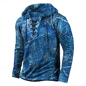 abordables Sweats de Chasse-Homme Camouflage Sweat à capuche Sweatshirt Classique Militaire À capuche Extérieur Chasse Bleu Vert Cordon de serrage Automne Hiver Designer