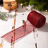 abordables Emballage cadeau-3 rouleaux de ruban de Noël câblé, nœud décoratif à faire soi-même, ruban de satin en maille rouge, décoration de boîte cadeau, fournitures d&#039;artisanat de vacances, ornement d&#039;arbre de Noël et