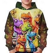 billiga Pojkens 3D-djur-Pojkar 3D Dinosaurie Huvtröja Långärmad Vår Höst Mode Streetwear Barn 4-12 år Huva Utomhus Ledigt Dagligen Normal