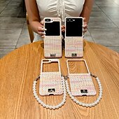 Недорогие Чехлы для Samsung-телефон Кейс для Назначение SSamsung Galaxy Z-флип 7 Z-флип 6 Z Flip 5 Z Flip 4 Кейс на заднюю панель с ремешком Защита от удара Ретро ТПУ Кожа PU