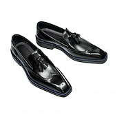 voordelige Premium leren loafers-Heren leren loafers met kwastjes - klassieke brogueschoenen van echt koeienhuid met geperforeerde details, instapschoenen voor zakelijk gebruik, op kantoor, op bruiloften en bij elegante gelegenheden