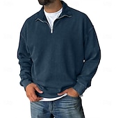 preiswerte Einfache Sweatshirts-Herren Sweatshirt Viertelreißverschluss Sweatshirt Schwarz Wein Armeegrün Marineblau Purpur Halber Reißverschluss Einfach Halber Reißverschluss Täglich Ferien Ausgehen Polyester Vintage Streetwear
