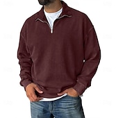 preiswerte Einfache Sweatshirts-Herren Sweatshirt Viertelreißverschluss Sweatshirt Schwarz Wein Armeegrün Marineblau Purpur Halber Reißverschluss Einfach Halber Reißverschluss Täglich Ferien Ausgehen Polyester Vintage Streetwear