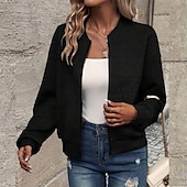 economico Felpe e Sweatshirt Texturizzati-Per donna Cappotto Giacca Casual Confortevole Traspirante Cerniera Tasca Moda Moderno Casual Semplice Uscire Weekend Cerniera Regolare Collo alla coreana Vestibilità regolare Manica Lunga Capispalla