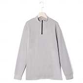 levne Pánské golfové polo tričko-Pánské Waffle Polo košile Outdoorové sporty Ležérní Stojáček Čtvrtletní zip Dlouhý rukáv Módní Moderní Pevná barva S texturou Pletený Jaro &amp; podzim Celý rok Černá Bílá Vodní modrá Šedá Waffle Polo