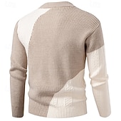 voordelige pullover voor heren-Voor heren Trui Gebreide trui Geribd breien Normale tops Gebreid Kleurenblok Strakke ronde hals Modieus Basic Vakantie Alledaagse kleding Kleding Winter Khaki Beige S M L
