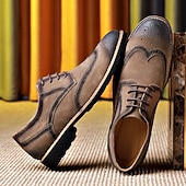 abordables Officiel-Chaussures derby brogue marron pour homme – Chaussures habillées à lacets vintage pour le travail, le quotidien et les tenues décontractées élégantes