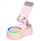 baratos Luzes decorativas-Suporte para celular com alto-falante bluetooth sem fio, alto-falante de indução com som surround hd para casa e exterior, compatível com iphone/ipad/samsung galaxy