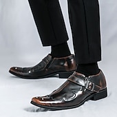 economico Formale-scarpe eleganti da uomo in pelle nera con cinturino alla caviglia – calzature formali da ufficio per matrimoni, feste e lavoro