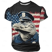  Per uomo Coccodrillo 3D USA Maglietta Manica Corta maglietta Stampa 3D Girocollo Camicia Moda Esagerato Quotidiano Feste Streetwear Casuale Nero Rosso Blu Estate Primavera Abbigliamento S M L XL XXL