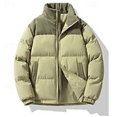 levne Pánské kabáty a parky-Pánské Zimní kabát Puffer bunda Polstrovaná bunda Kapsy Polyester Dovolená Denní nošení Rande Standardní Módní Na běžné nošení Pohodlné Zahřívací Podzim zima Plná / Jednobarevná Černá Růžov