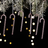 billige Ornamenter-6 stk. juletre-pynt i akryl, gjennomsiktige krystall-istapp-anheng, fargerike hengende dekorasjoner til juletre og høytidsfester
