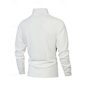 preiswerte Klassisches Poloshirt für Herren-Herren Poloshirts Viertel-Reißverschluss-Poloshirt Alltagskleidung Date Viertelreißverschluss Langarm Mode Basic Farbblock Patchwork Reißverschluss Frühling Herbst Normale Passform Schwarz Wei