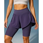 abordables Pantalones cortos de correr-Mujer Mallas Short Pantalón Corto Gimnasia 2 en 1 Alta cintura Prendas de abajo Ropa Deportiva Gimnasia Ejercicio Secado rápido Transpirable Entrenamiento de gimnasio Al Aire Libre Corriendo Ajuste