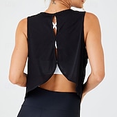 levne Jógové vrcholy-Dámské Trička na jógu Jóga tílka Cvičební topy Tričkový Yumuşak Prodyšné Otevřít Zpět Bez rukávů Sportovní Pevná barva Vrchní část oděvu Pro Tělocvična Běh Zdatnost Sportovní oděvy