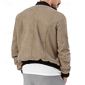 economico Giacche in Suede Sintetico-Per uomo Giubbotto bomber Giacca Casual Giacca in camoscio Vacanza Quotidiano Caldo Tasca Autunno Inverno Semplice Moda Classico Collo alla coreana Regolare Nero Rosso Blu marino Marrone Verde Giacca