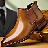 abordables Bottes de Chelsea-Homme Bottes Bottes Chelsea Marche ancien Occasionnel Cuir PU Confortable Antidérapant Chaud Bottines Mocassin Noir Jaune Marron Automne Hiver