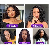 economico Parrucche lace front capelli veri-Parrucche frontali in pizzo riccio 13x4 capelli umani, parrucca riccia crespa di capelli umani per donne, parrucche frontali in pizzo trasparente HD nero naturale senza colla, capelli umani