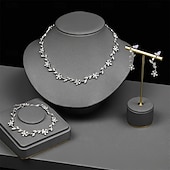 abordables Conjuntos de joyas-Juego de Joyas 3 Diamantes Sintéticos Cromo 1 Brazalete Pendientes Collare Mujer Elegante Vintage Moda Estilo retro Clásico Conjunto de joyas Para Boda Fiesta Invitado a la boda