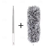abordables Limpiando suministros-Plumero de microfibra curvo, retráctil y lavable, de 2,8 metros de largo, con mango extensible, flexible y electrostático, ideal para limpiar el hogar, ventiladores de techo de gran alcance,