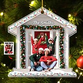 billige jul-Personlig familiebilde julepynt akryl 2D tilpasset julegaveide for familie/par juletrepynt dekorasjon hengende anheng