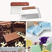 cheap DIY Art-Silicone Soap Molds for Soap Making Kit Soap Making Supplies with Soap Cutters, Wooden Box, Wavy and Straight Scraper