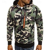 economico Felpa Tattica-Per uomo Felpa con cappuccio Felpa con cappuccio a zip intera Felpa con cappuccio tattica Felpa con cappuccio mimetica Verde Grigio Con Cappuccio Mimetico Cerniera Sport &amp; Outdoor Casuale Quotidiano