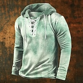 preiswerte Geometrisches Muster-Herren Geometrisch Kapuzensweatshirt Pullover Stilvoll Vintage-Retro Langarm Mit Kapuze Streetwear Blau Weiß Grün Kordelzug Herbst Winter Designer S M L XL XXL XXXL