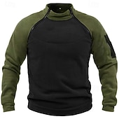 abordables Sudadera Táctica-Hombre Sudadera Sudadera con cremallera Sudadera de polar Sudadera táctica con capucha Táctico Verde Ejército Marrón Caqui Gris Oscuro Cuello Mao Plano Cremallera Bloque de Color Deporte Casual Diario