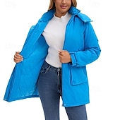 abordables Parka Décontractée-Femmes Veste Décontractée Chaud Confortable Fermeture éclair Avec Poches Mode Extérieur Uni Sortir Week-end Fermeture éclair Régulier À capuche Coupe régulière manche longue Vêtements d&#039;extérieur