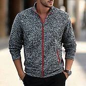 levne Základní mikiny_-Pánské Mikina Celorozepínací mikina Černá Armádní zelená Námořnická modř Světle šedá Tmavě šedá Stojáček Bez vzoru Kapsy Sporty a outdoor Denní Dovolená Polyester Šik ven Základní Na běžné nošení