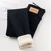 economico Leggings e collant da yoga-Per donna Pantaloni Sherpa Leggings spessi caldi invernali Foderato in pile Vita Alta Palestra Atletico Pilates Pantaloni Tinta unica Nero Borgogna Blu Gli sport Abbigliamento sportivo