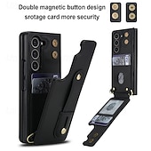 olcso Samsung-tokok-telefon Ügy Kompatibilitás Samsung Galaxy Z-hajtás 7 Z Hajtogatás 6 Z Fold 5 Z Fold 4 Felhajtható fedél Kártyahely Ütésálló Retro PC PU bőr
